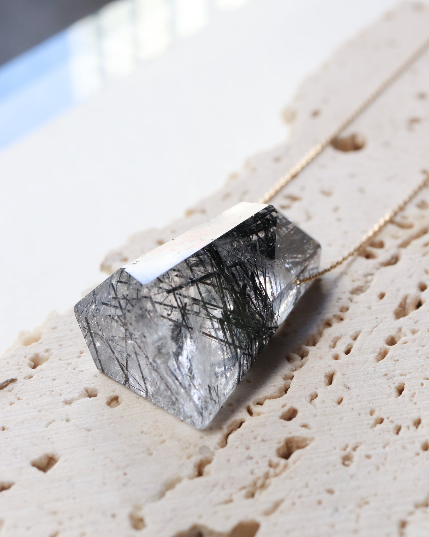 Rock Necklace - Tourmalinated Quartz -