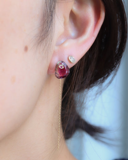 Flat Pierced Earring - Bicolor Tourmaline -