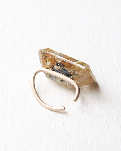 Stone Ear Cuff - Golden Rutilated Quartz -
