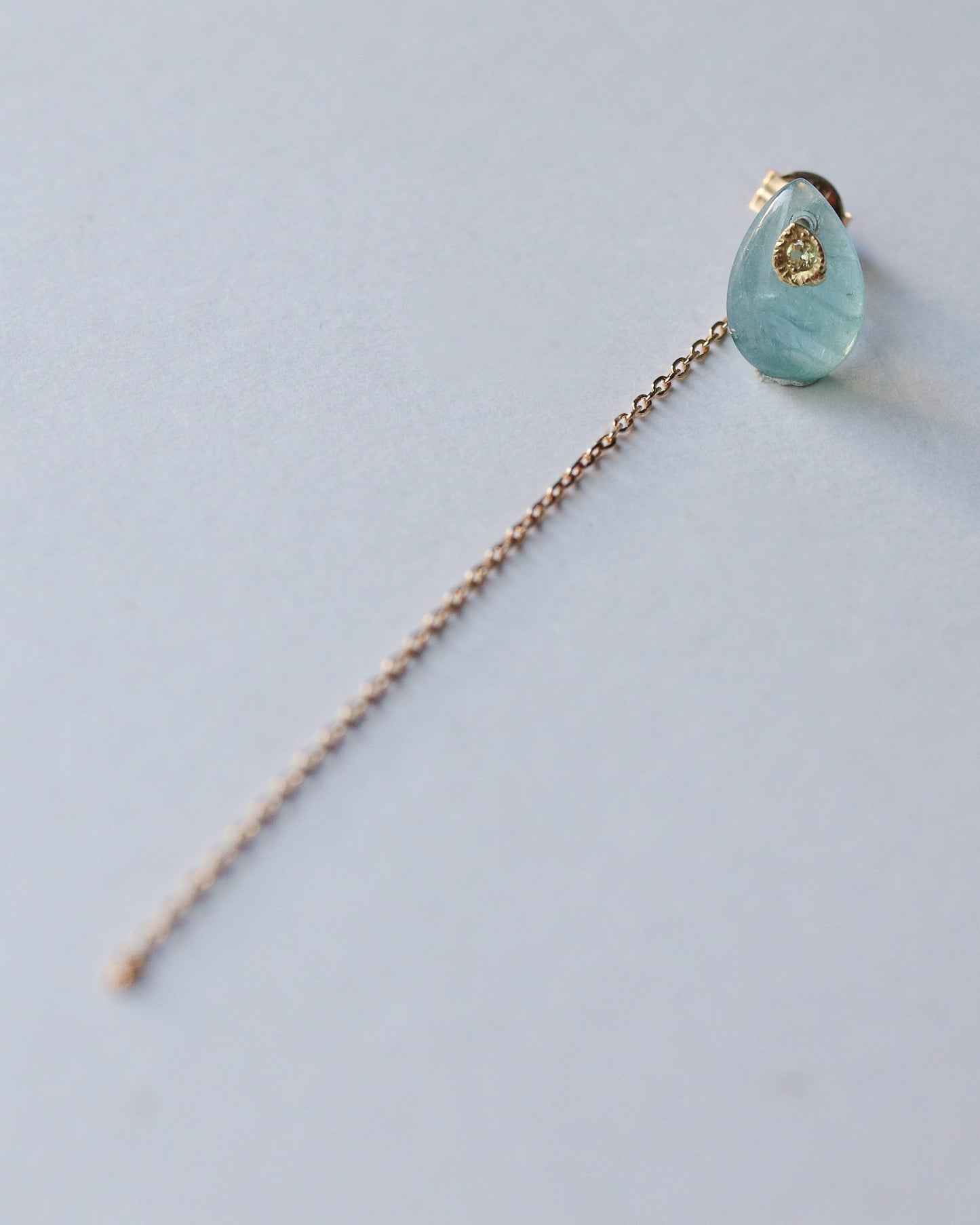 Flat Pierced Earring - Grandidierite -