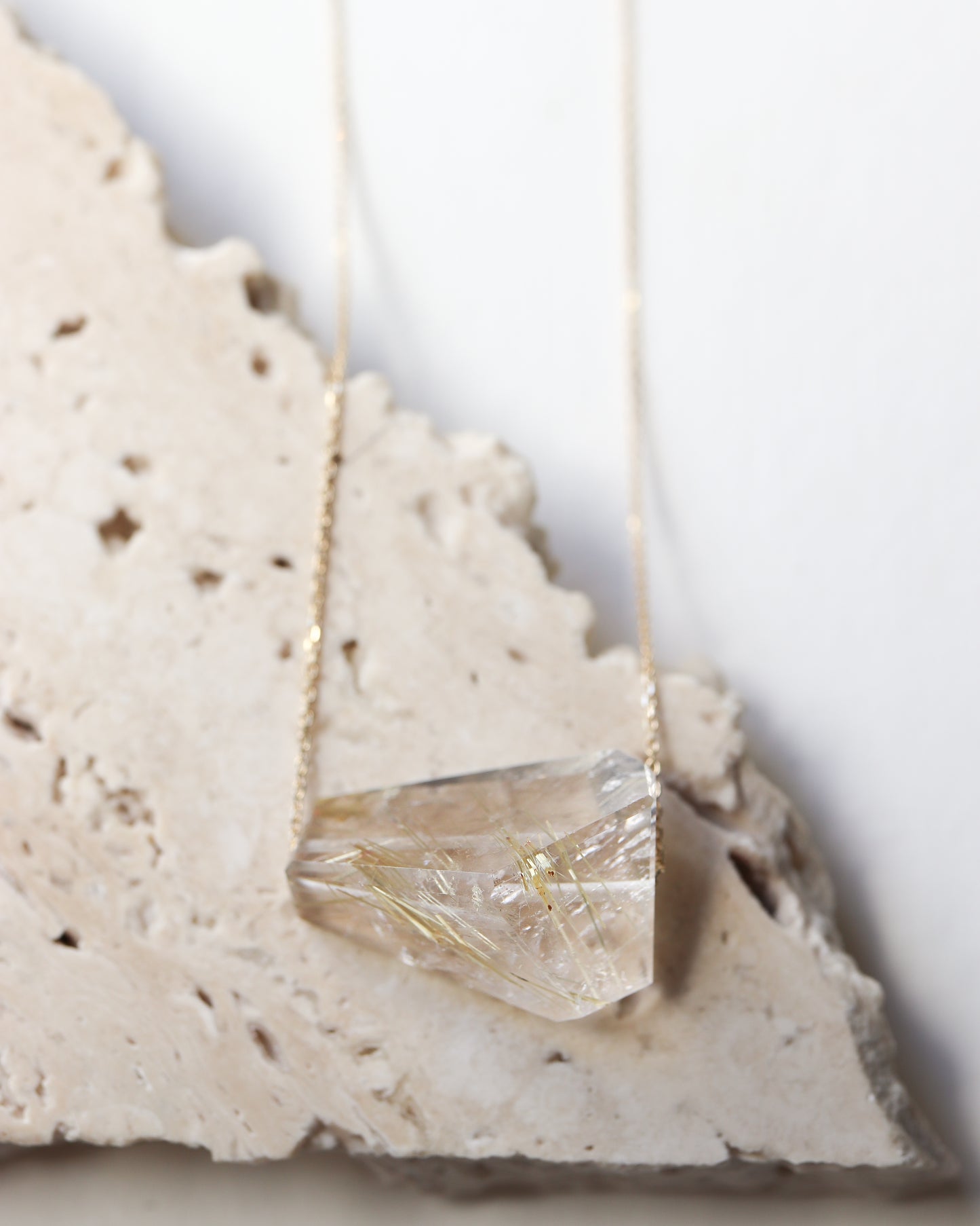 Rock Necklace - Golden Rutilated Quartz -