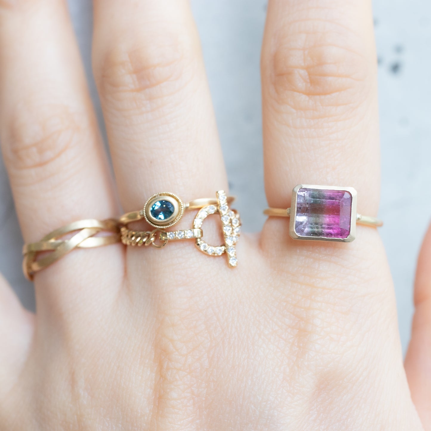 Collet Ring - Bicolor Tourmaline -