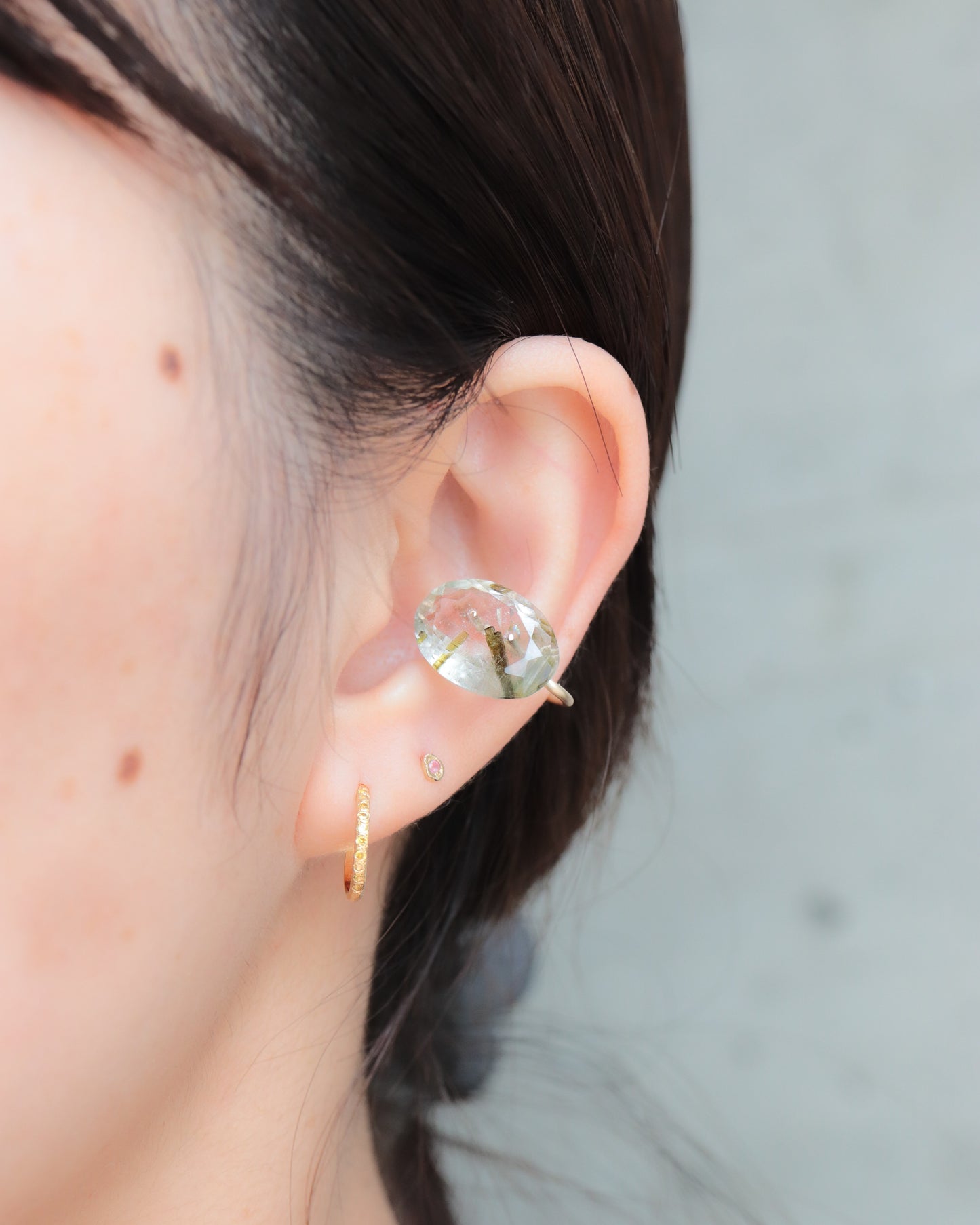 Stone Ear Cuff - Copper Rutilated Quartz -