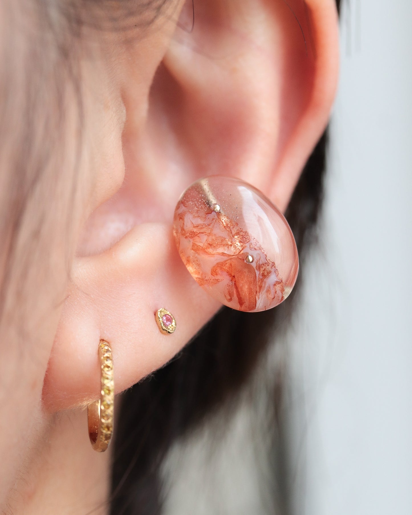 Stone Ear Cuff - Garden Quartz -