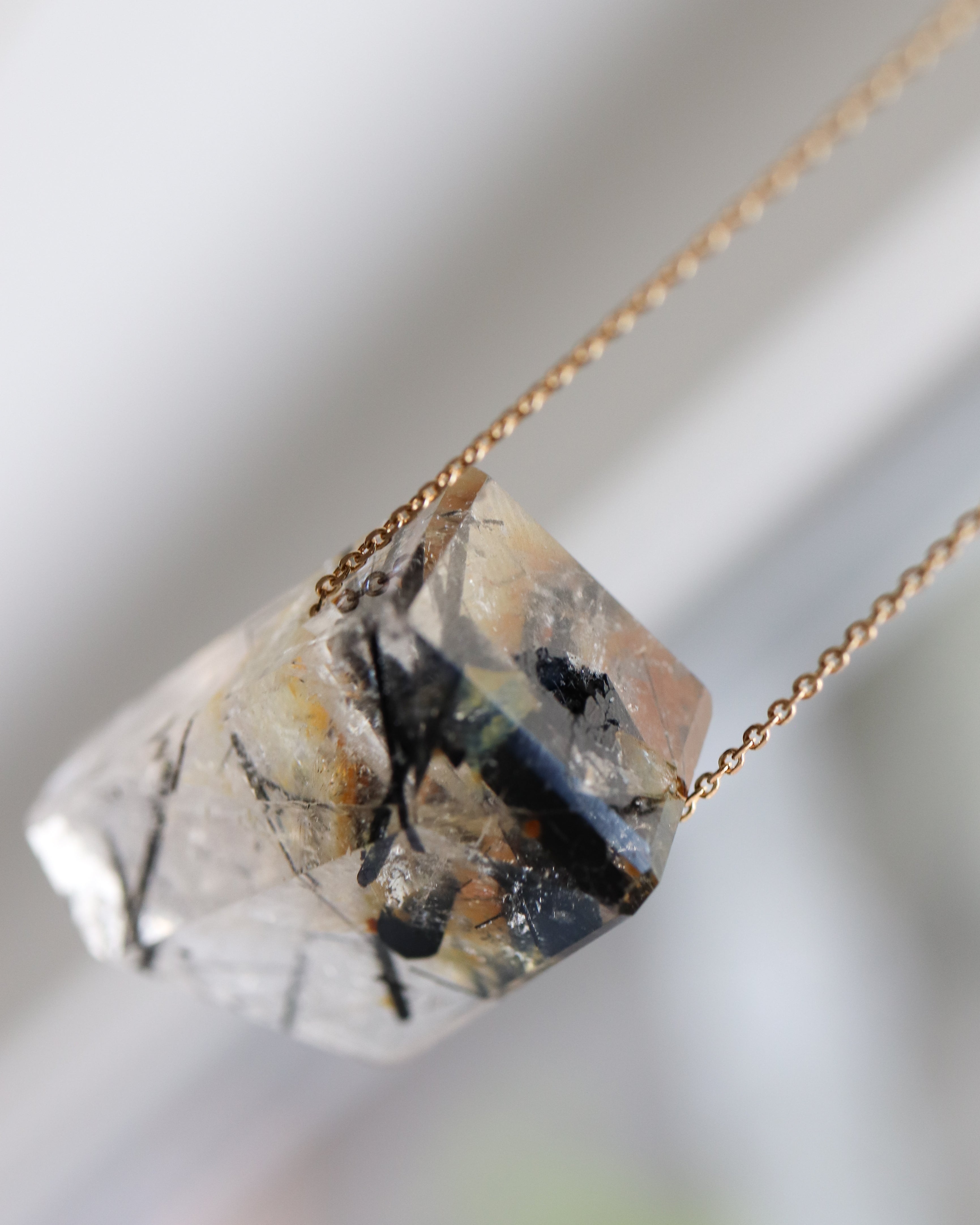 Rock Necklace - Tourmalinated Quartz -