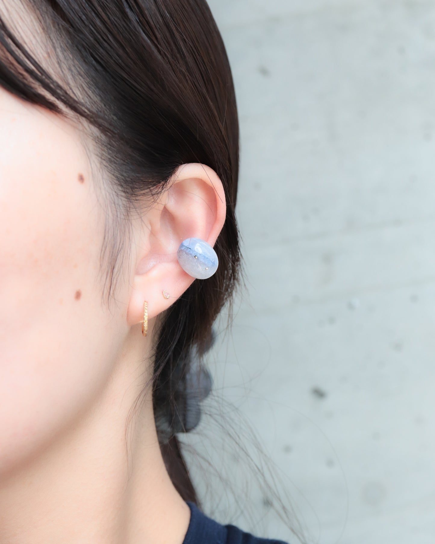 Stone Ear Cuff - Dumortierite in Quartz -