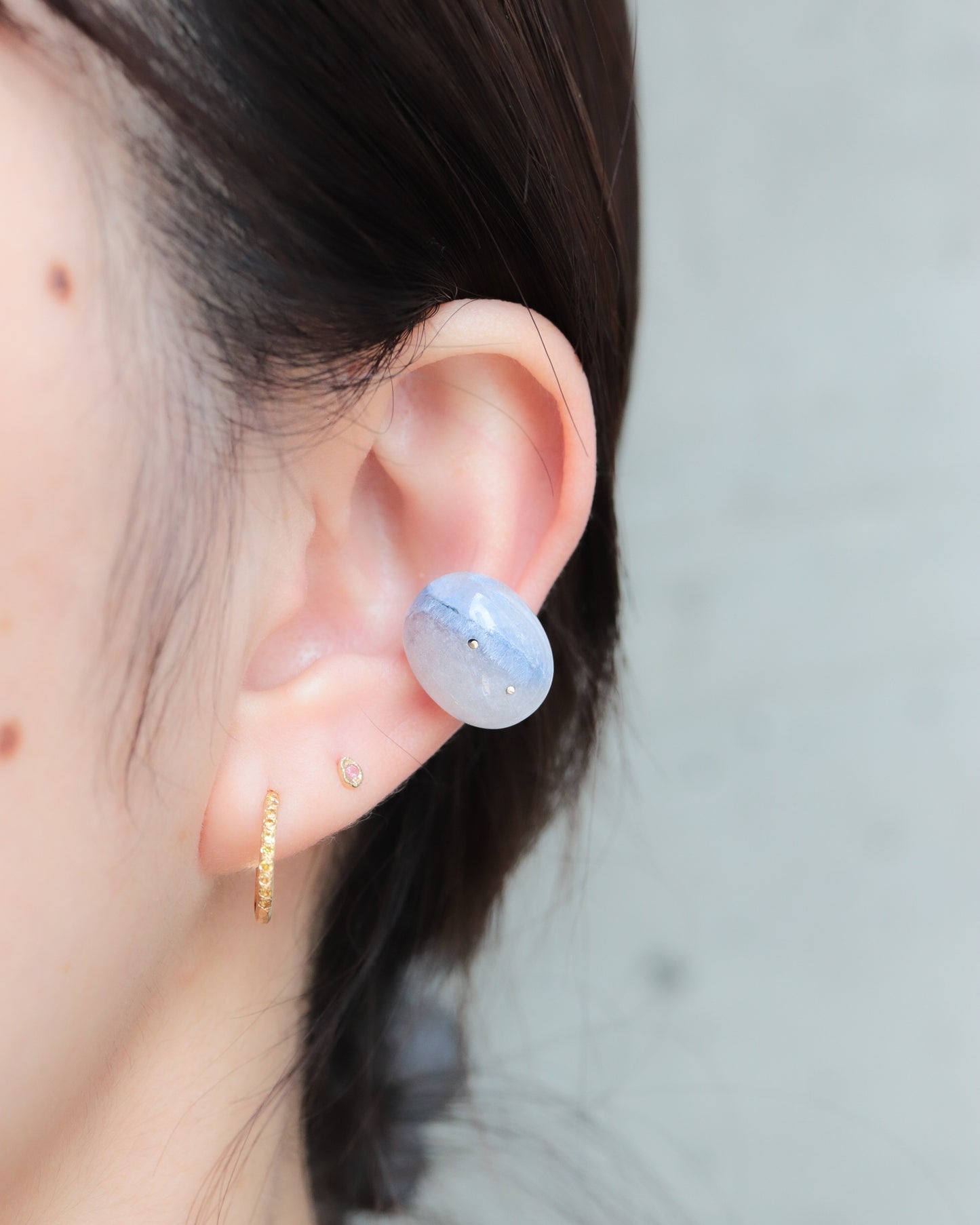 Stone Ear Cuff - Dumortierite in Quartz -