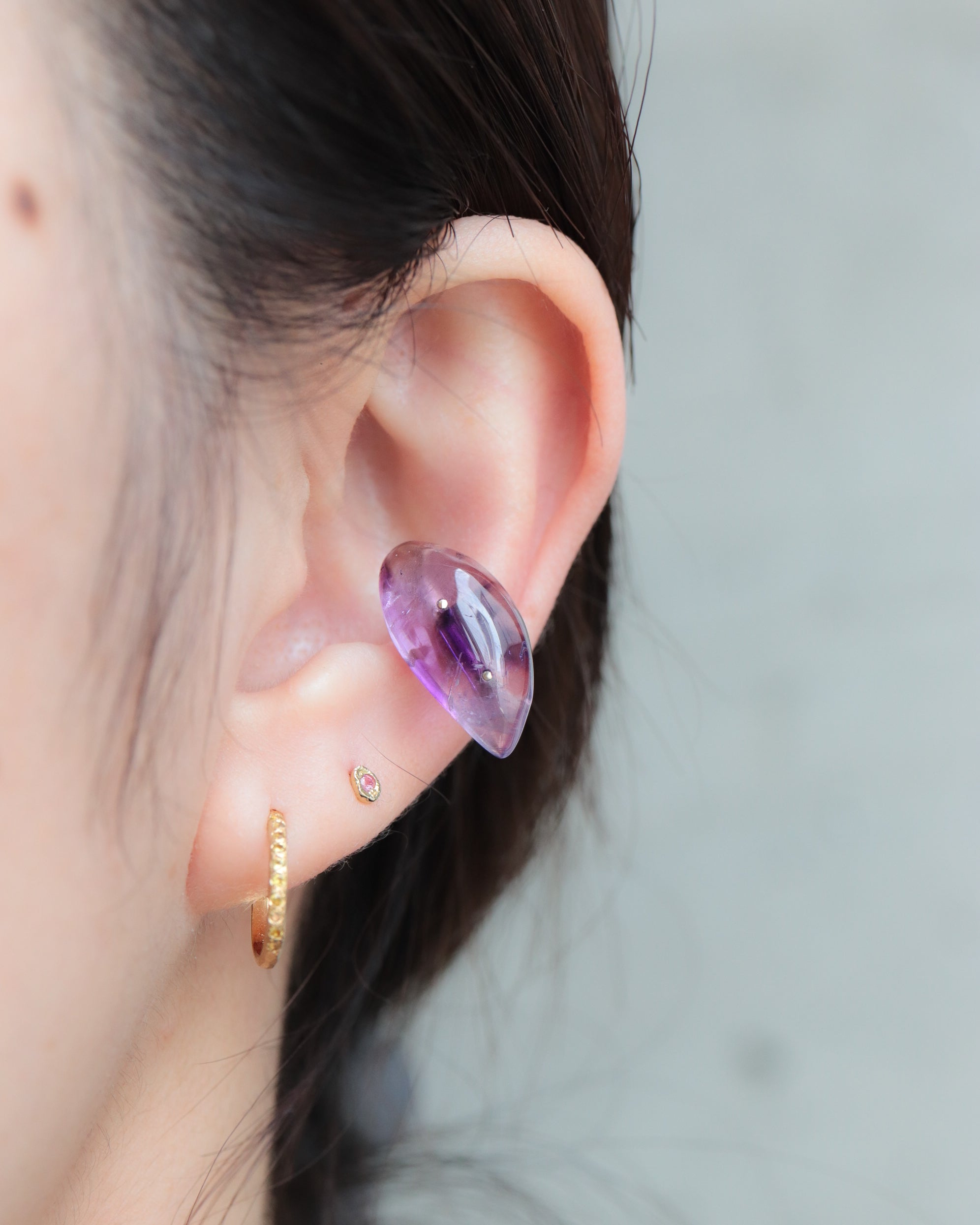Stone Ear Cuff - Amethyst -