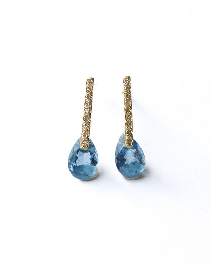 Hibiki Stone Pierced Earring - Aquamarine / Diamond -