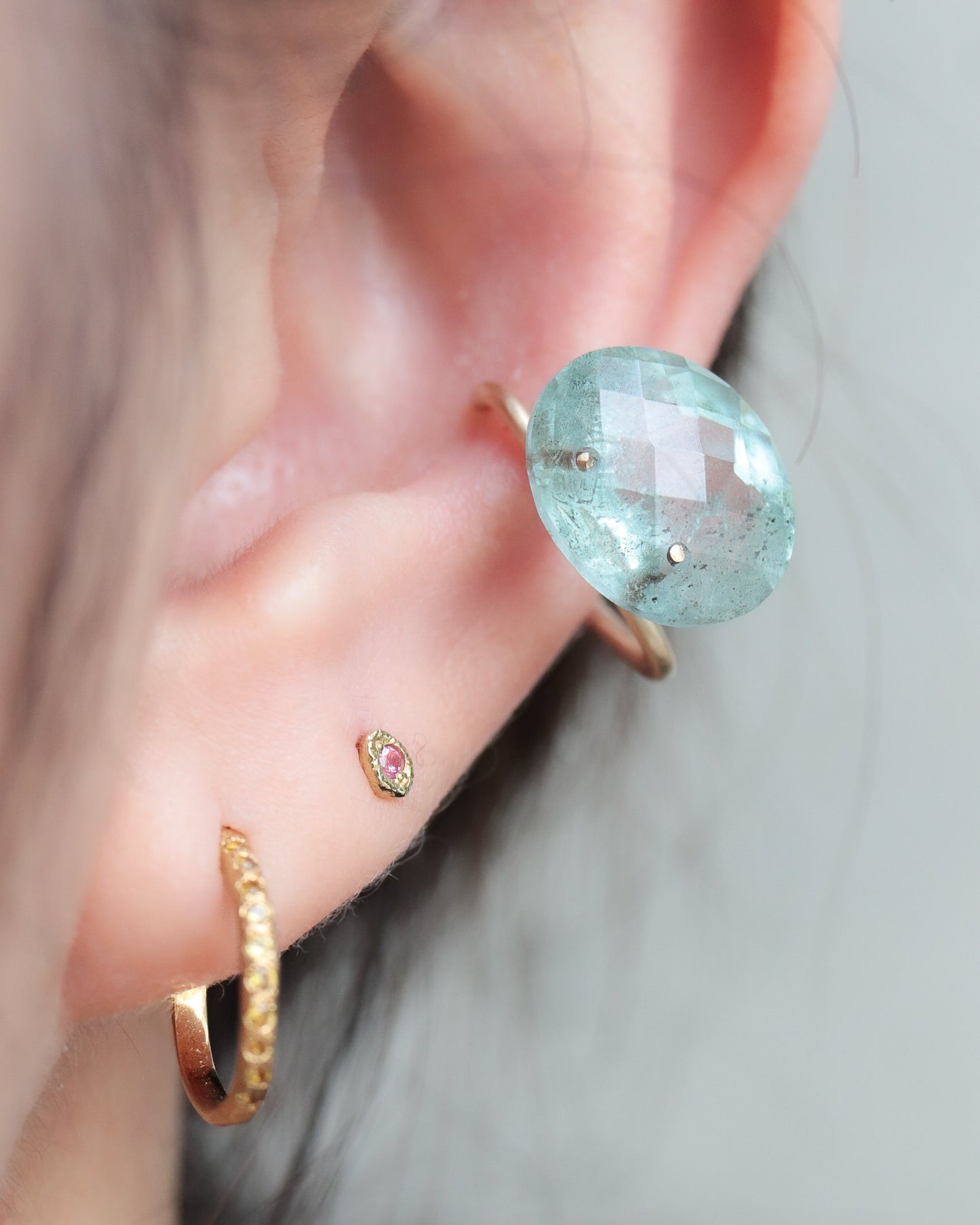Stone Ear Cuff - Aquamarine -