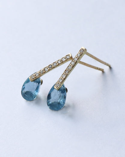 Hibiki Stone Pierced Earring - Aquamarine / Diamond -