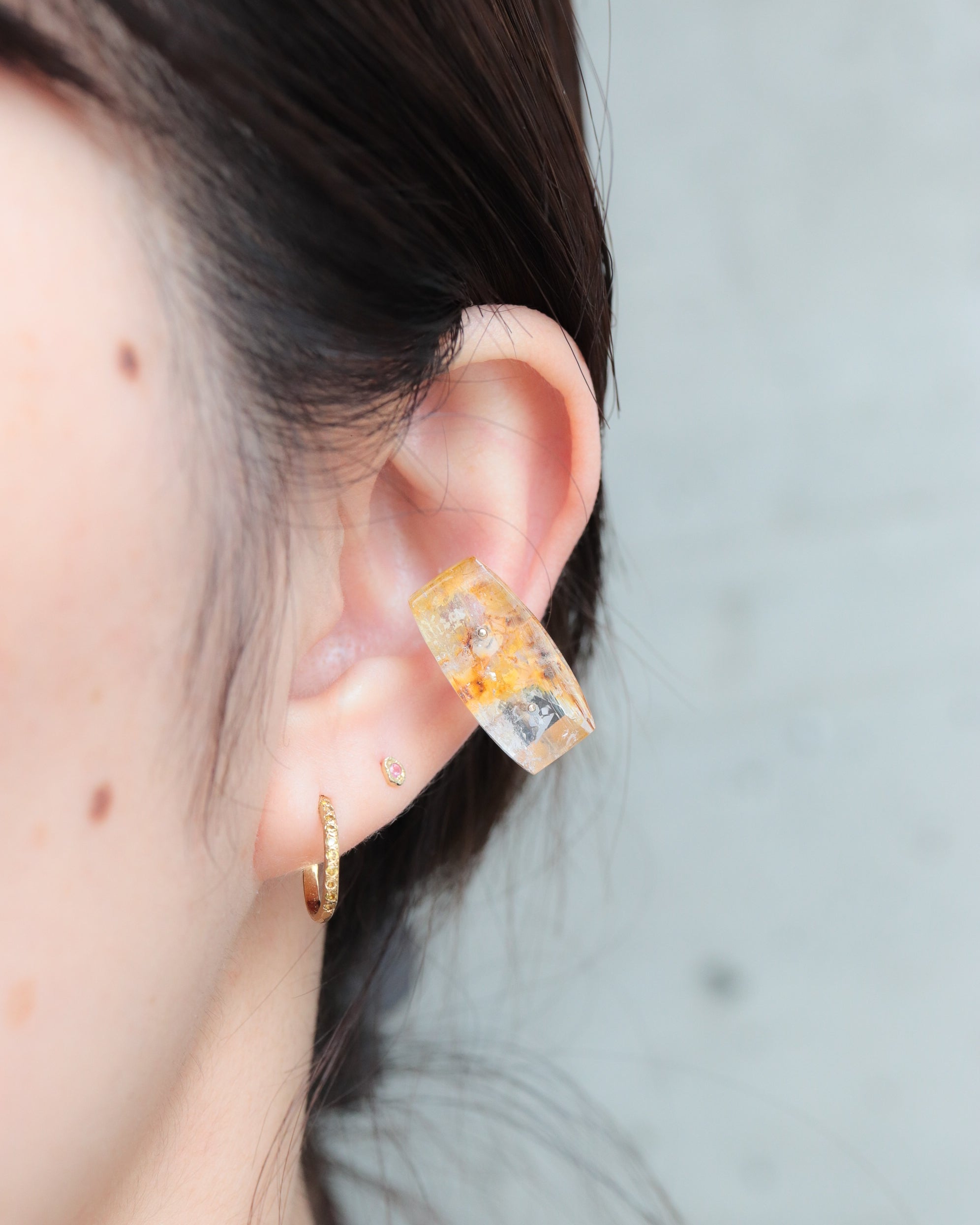 Stone Ear Cuff - Iron in Quartz -