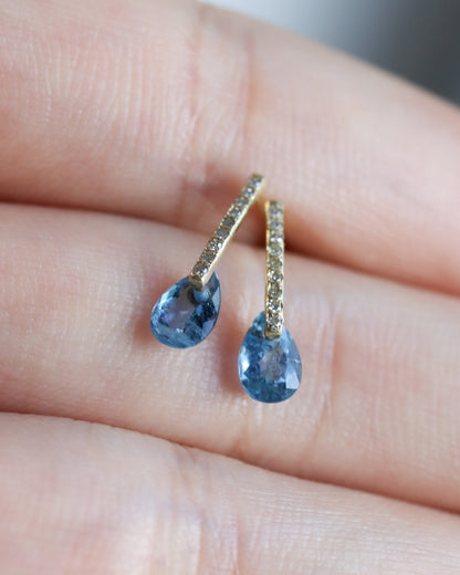 Hibiki Stone Pierced Earring - Aquamarine / Diamond -