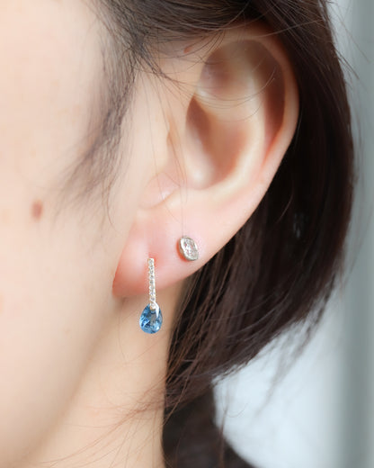 Hibiki Stone Pierced Earring - Aquamarine / Diamond -