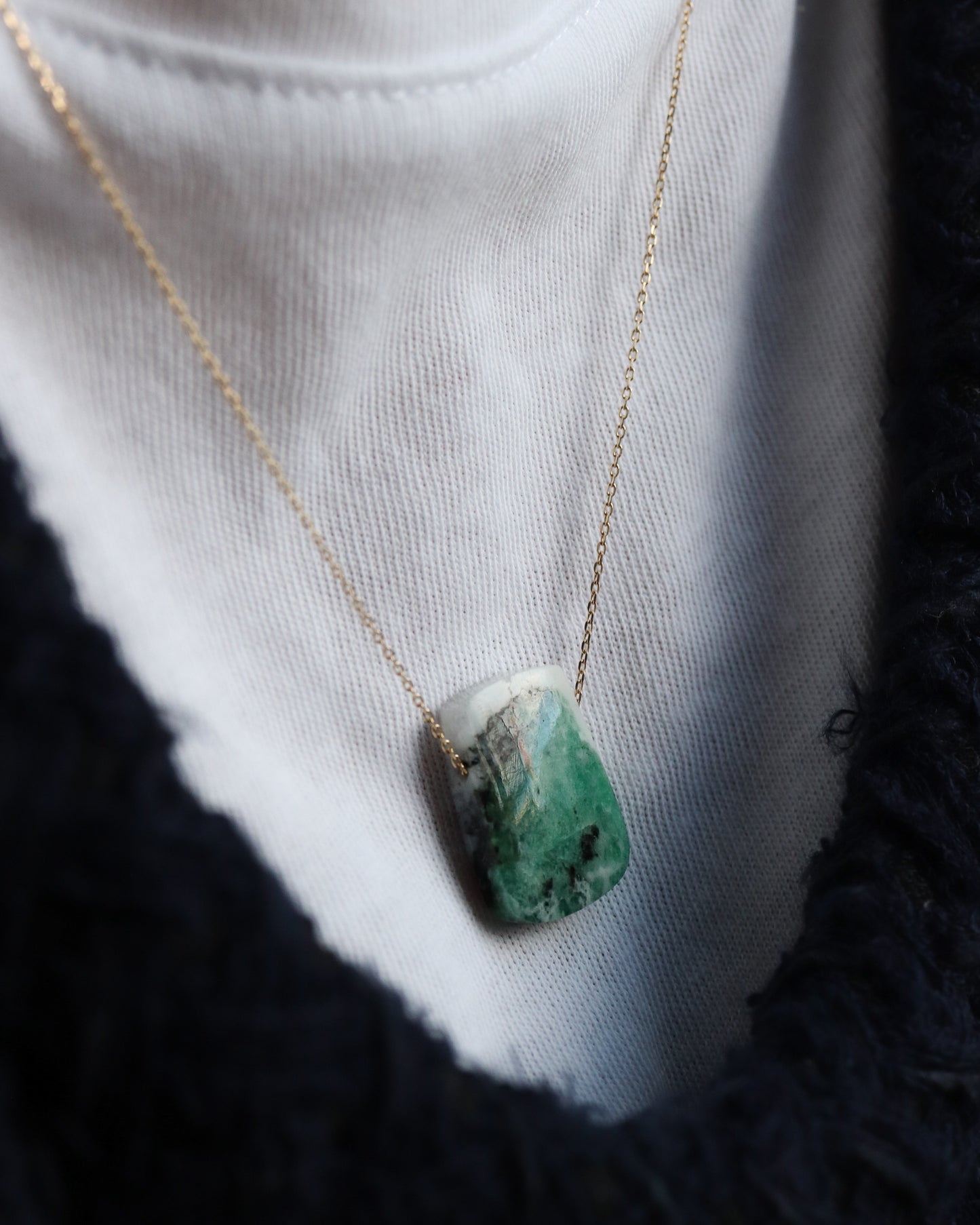 Rock Necklace - Emerald -