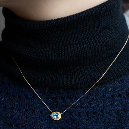 圆柱项链 - 圣玛丽亚海蓝宝石 -