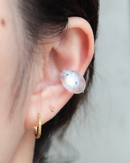 Stone Ear Cuff - Rainbow Moon Stone -