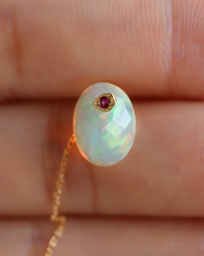 Flat Pierced Earrings - Opal -