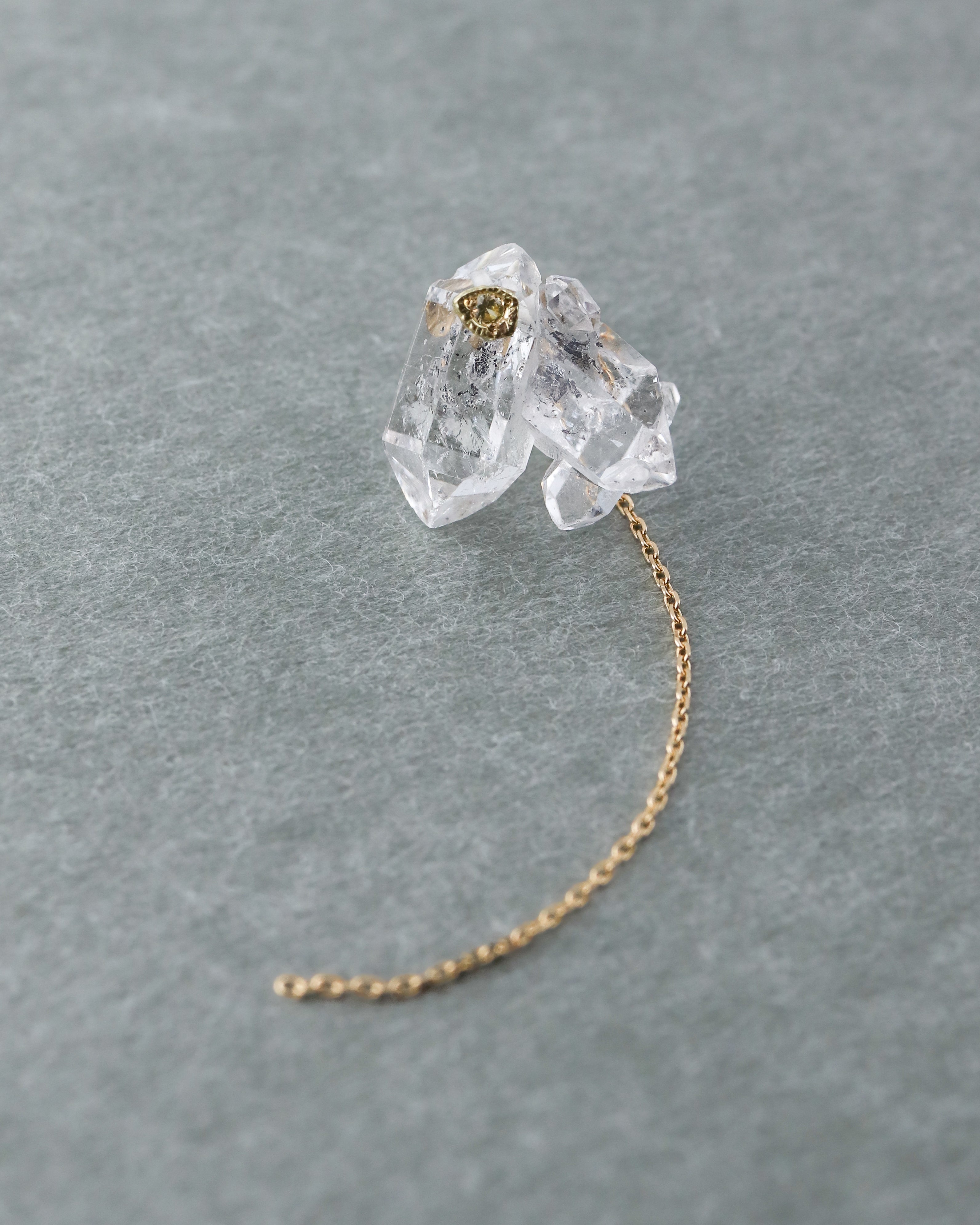Flat Pierced Earring - Diamond Quartz -