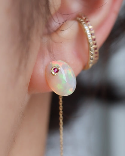 Flat Pierced Earrings - Opal -