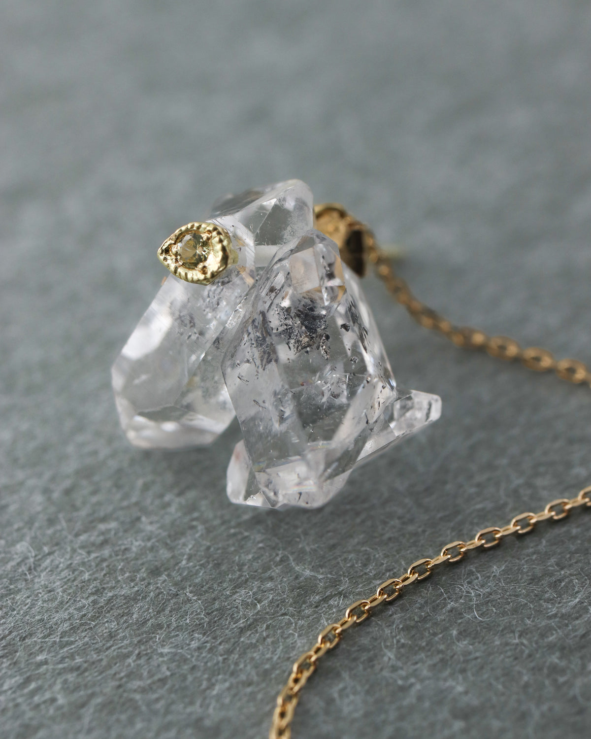 Flat Pierced Earring  - Diamond Quartz -