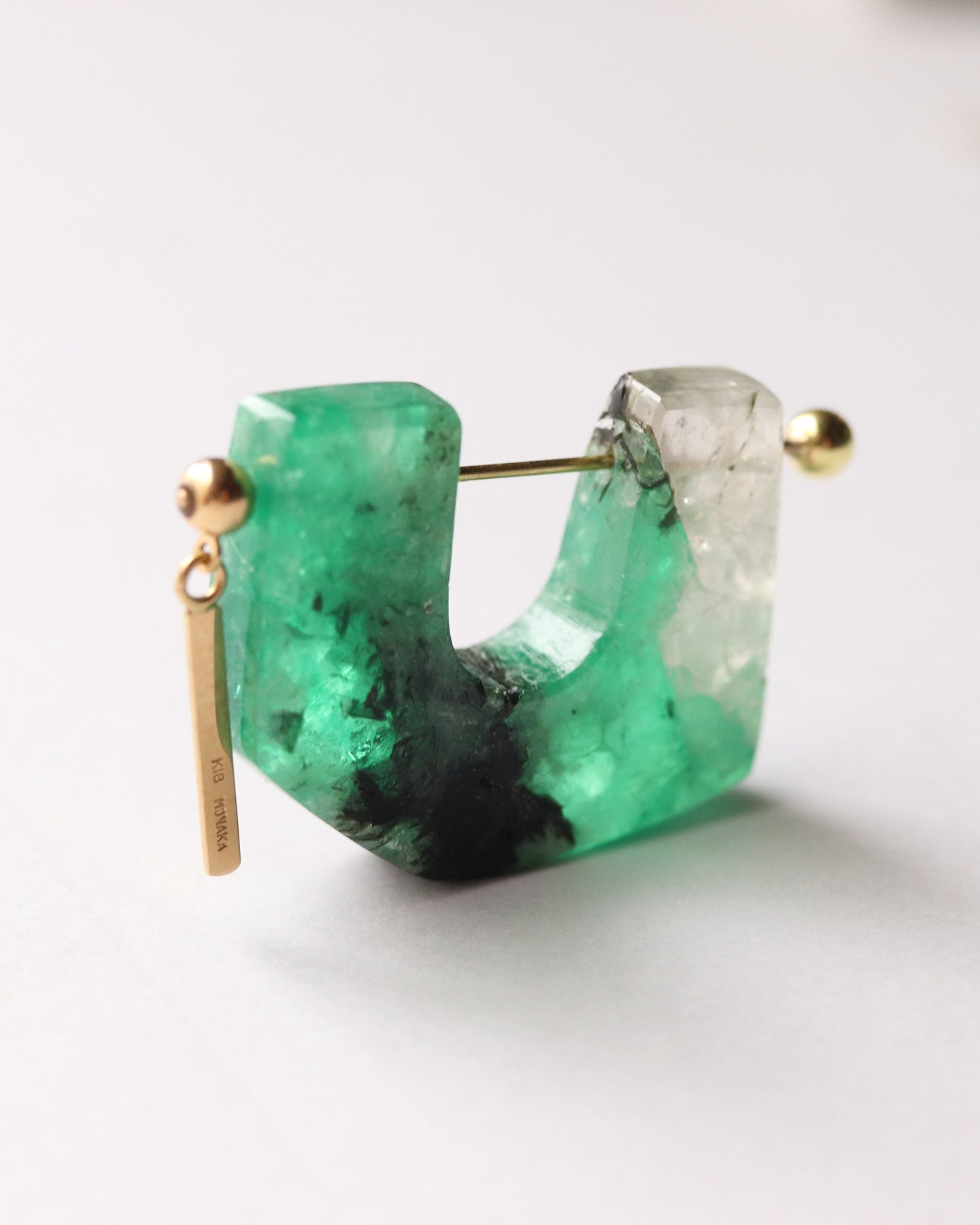 Rock Pierced Earrings - Emerald -