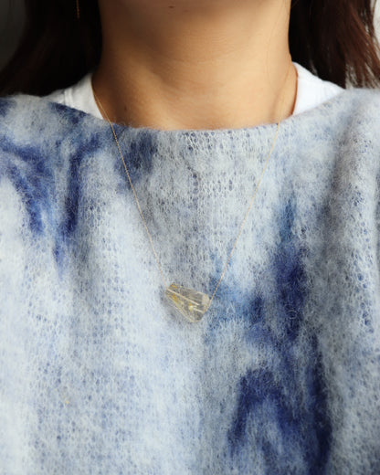 Rock Necklace - Golden Rutilated Quartz -