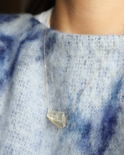 Rock Necklace - Golden Rutilated Quartz -