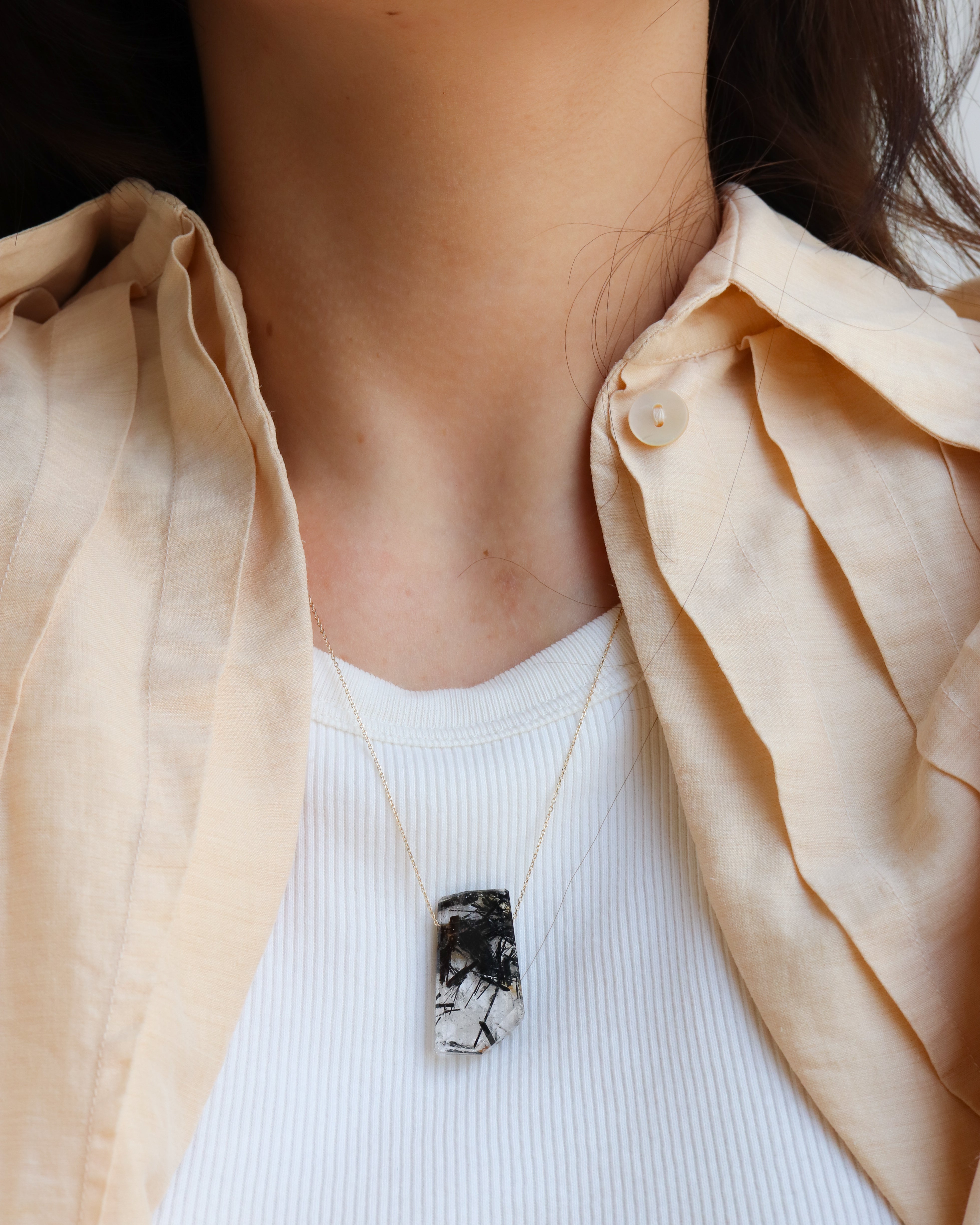Rock Necklace - Tourmalinated Quartz -