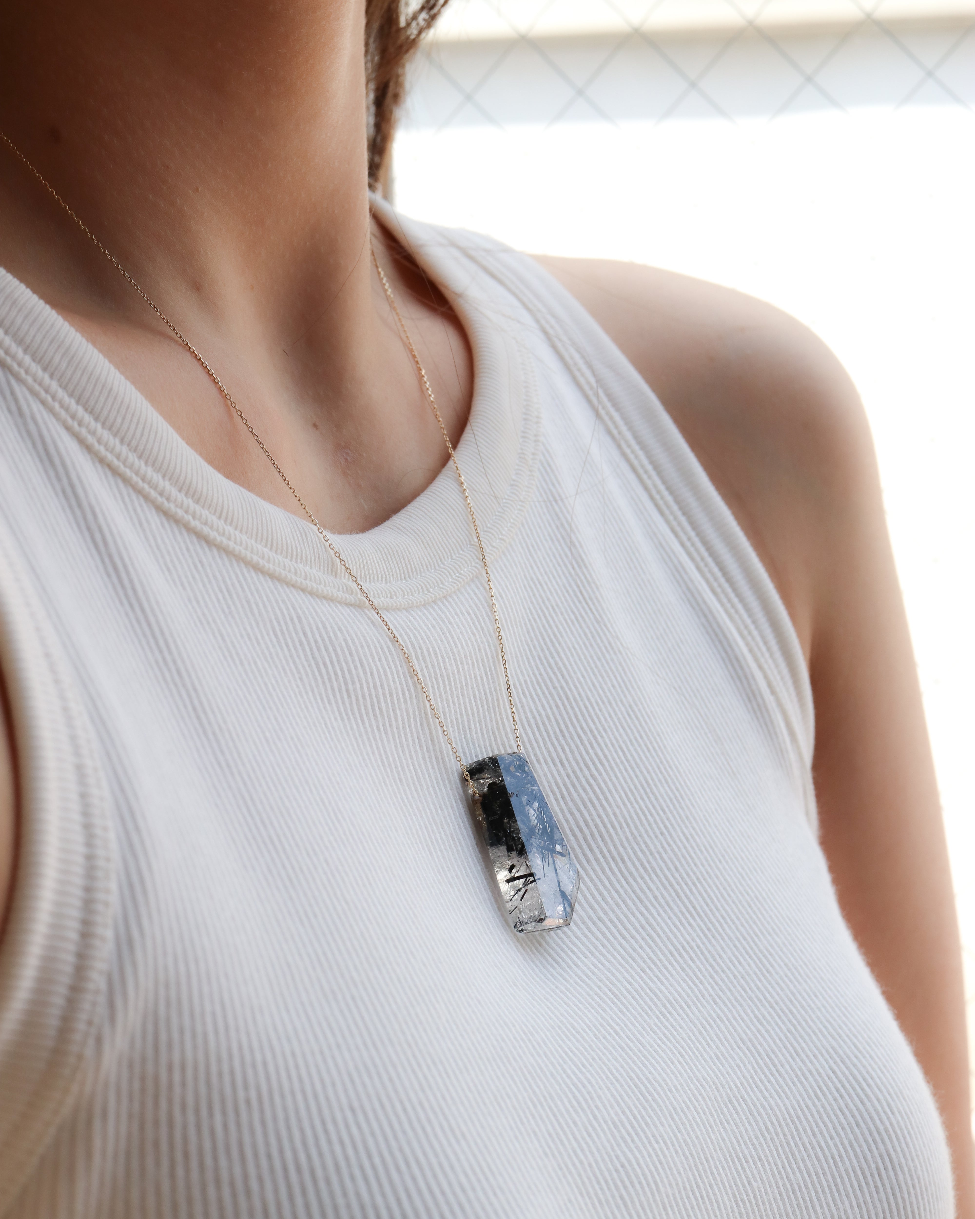 Rock Necklace - Tourmalinated Quartz -
