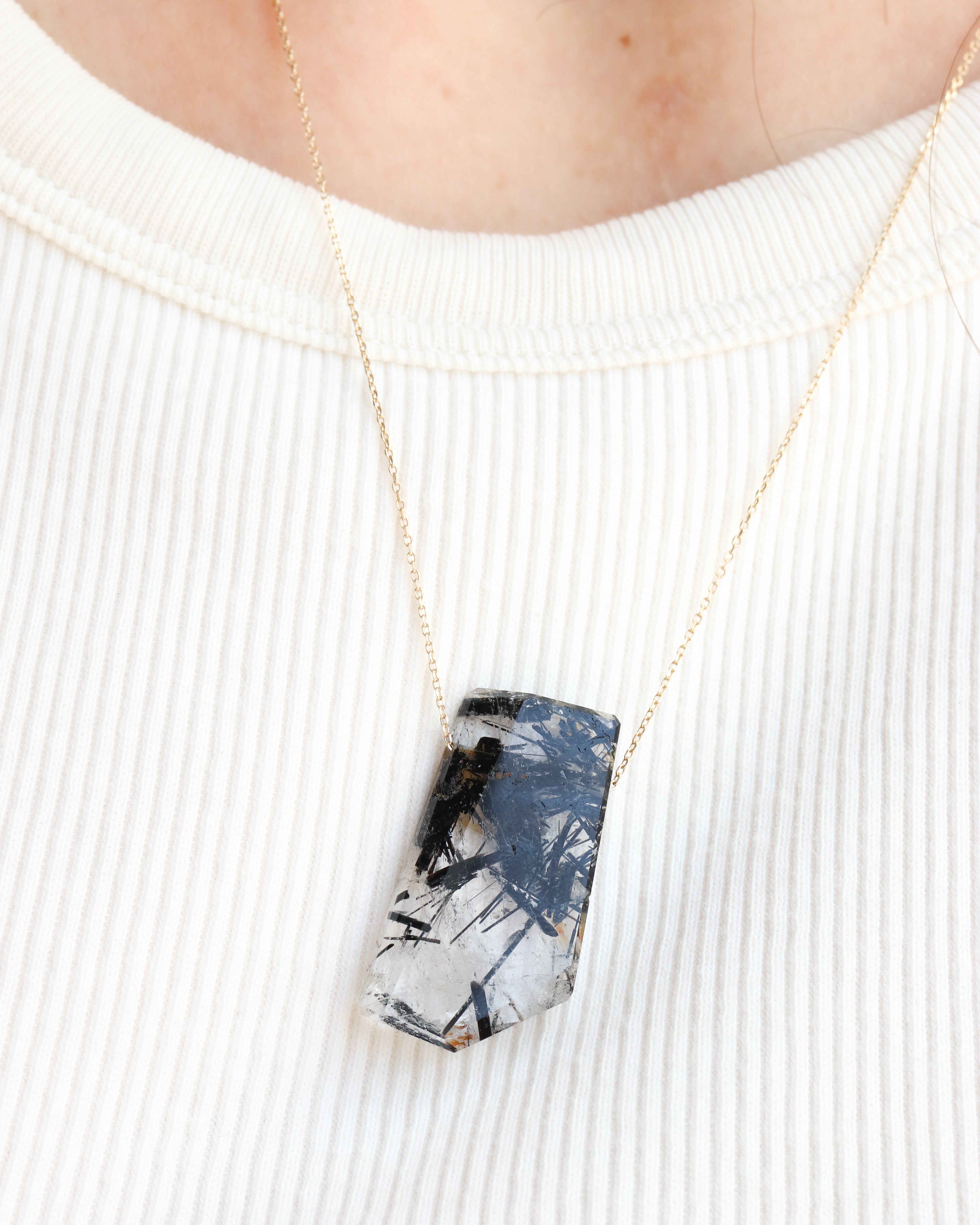 Rock Necklace - Tourmalinated Quartz -