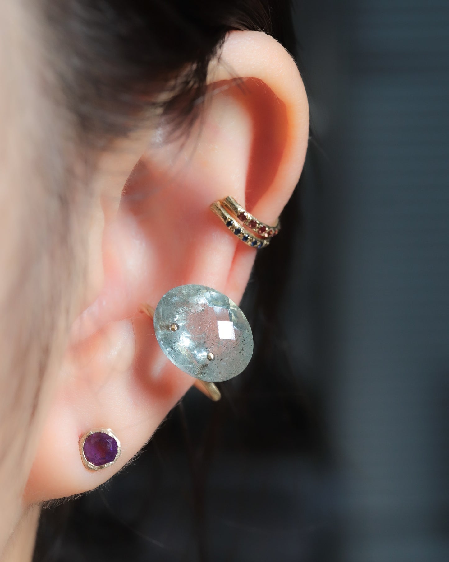 Stone Ear Cuff - Aquamarine -