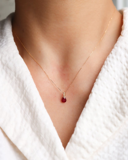 Hibiki Stone Necklace - Ruby / Diamond -