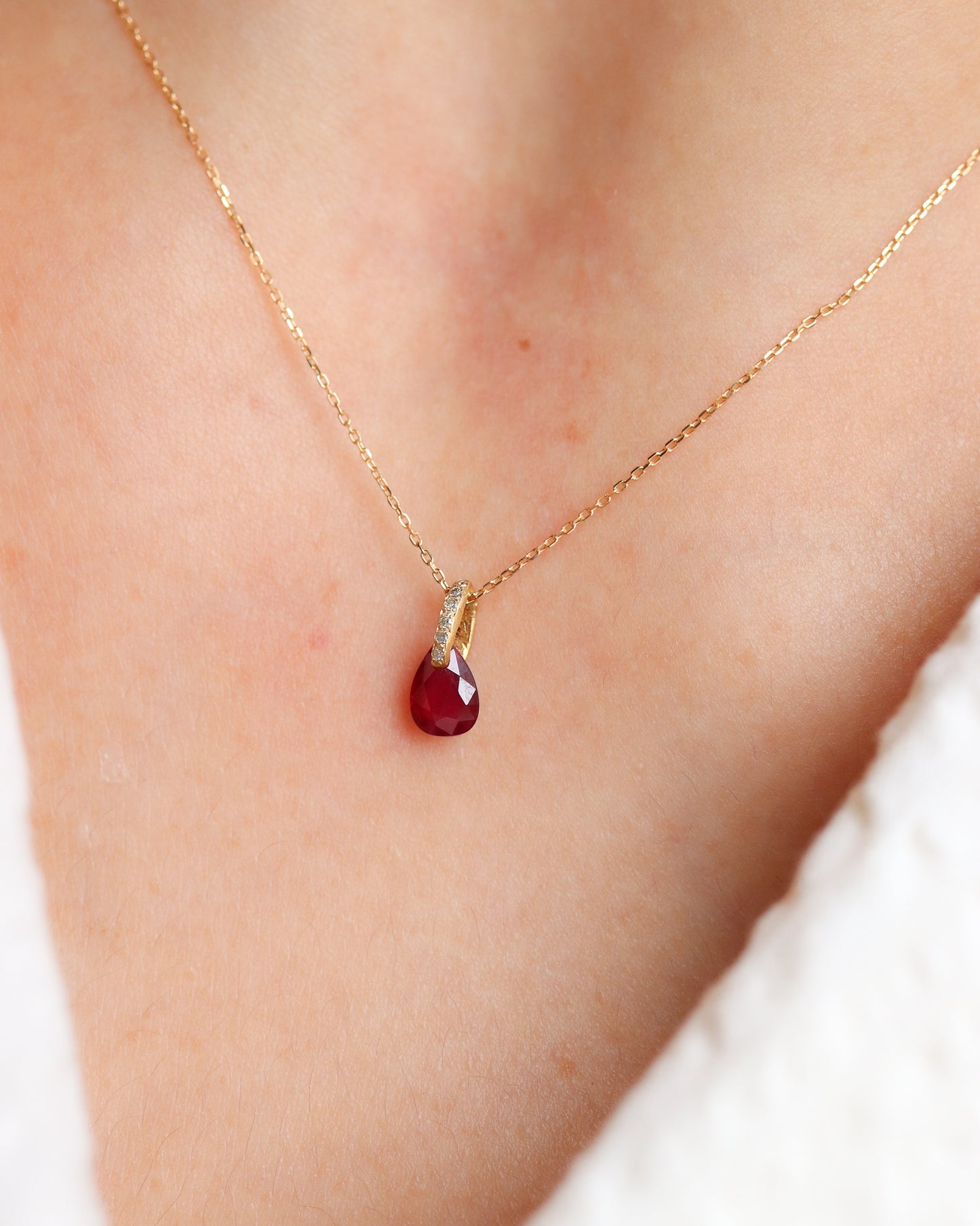 Reserved for Mr. Takahashi Hibiki Stone Necklace - Ruby / Diamond -