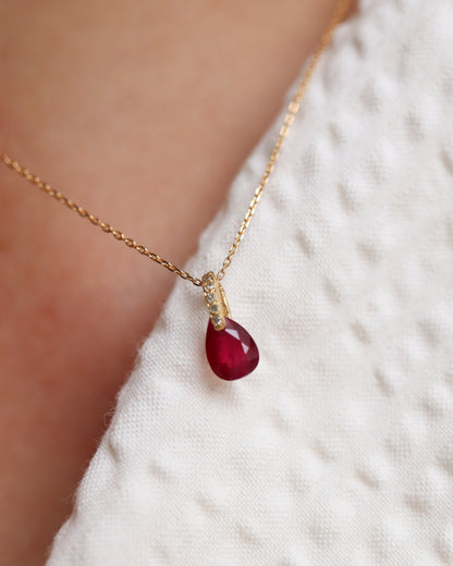 Hibiki Stone Necklace - Ruby / Diamond -