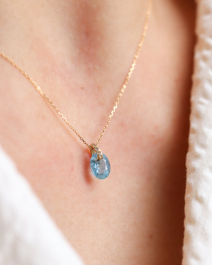 Hibiki Stone Necklace - Santamaria Aquamarine / Diamond -