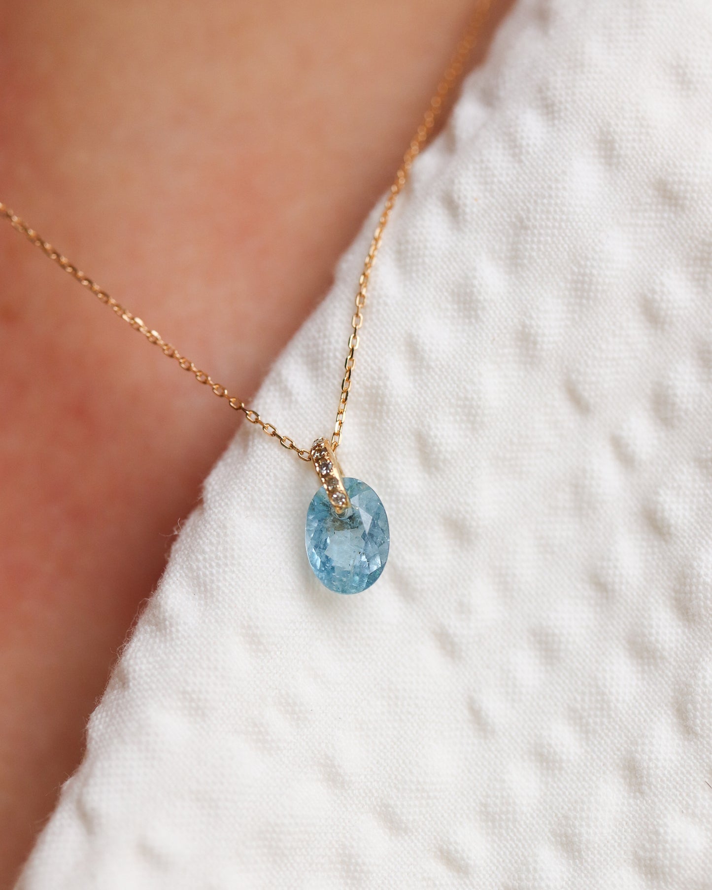 Hibiki Stone Necklace - Santamaria Aquamarine / Diamond -