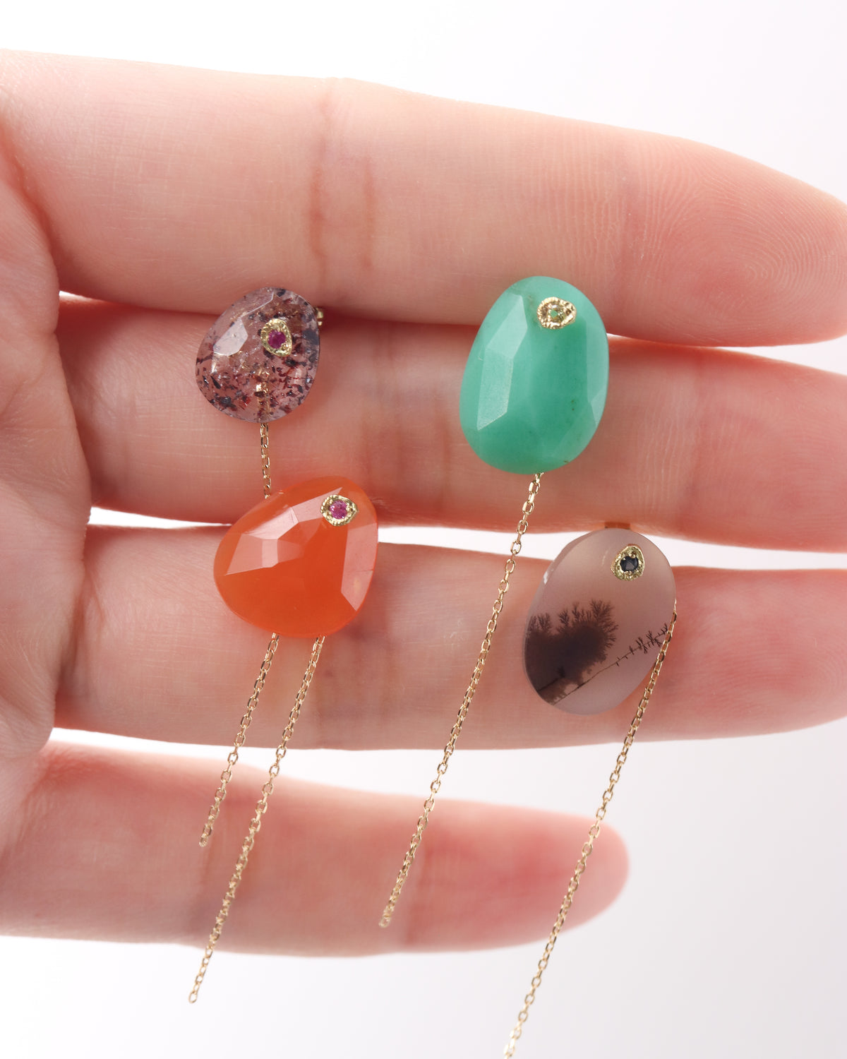 Flat Stud Earring - Carnelian -