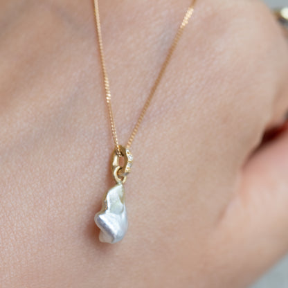 Pearl Necklace - Keshi Pearl / Diamond -