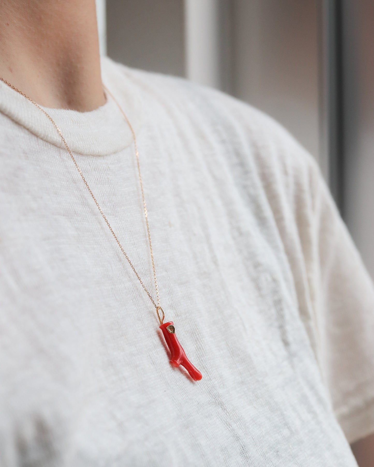 Flat Necklace - Coral -