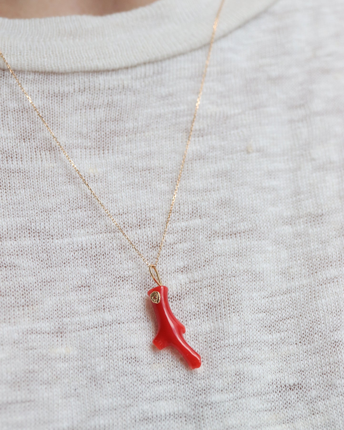 Flat Necklace - Coral -