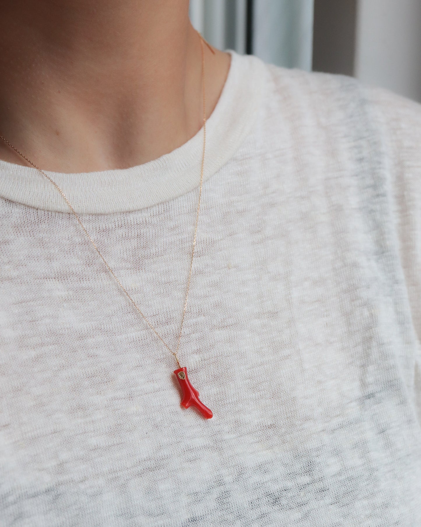 Flat Necklace - Coral -