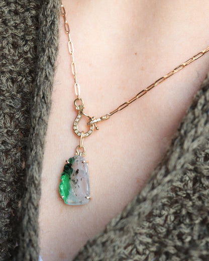 HorseShoe Prong Necklace Emerald -