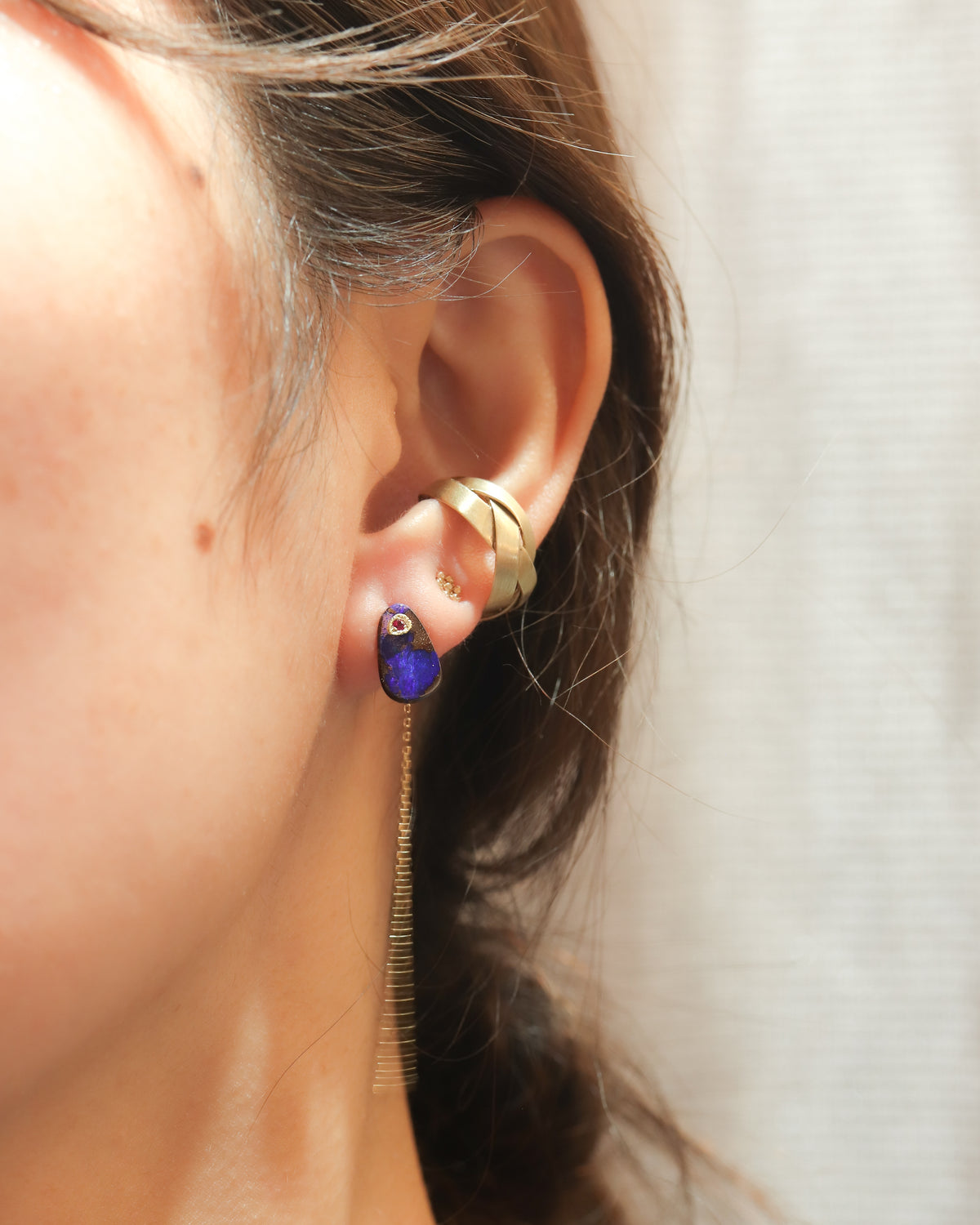 Flat Stud Earring - Boulder Opal -