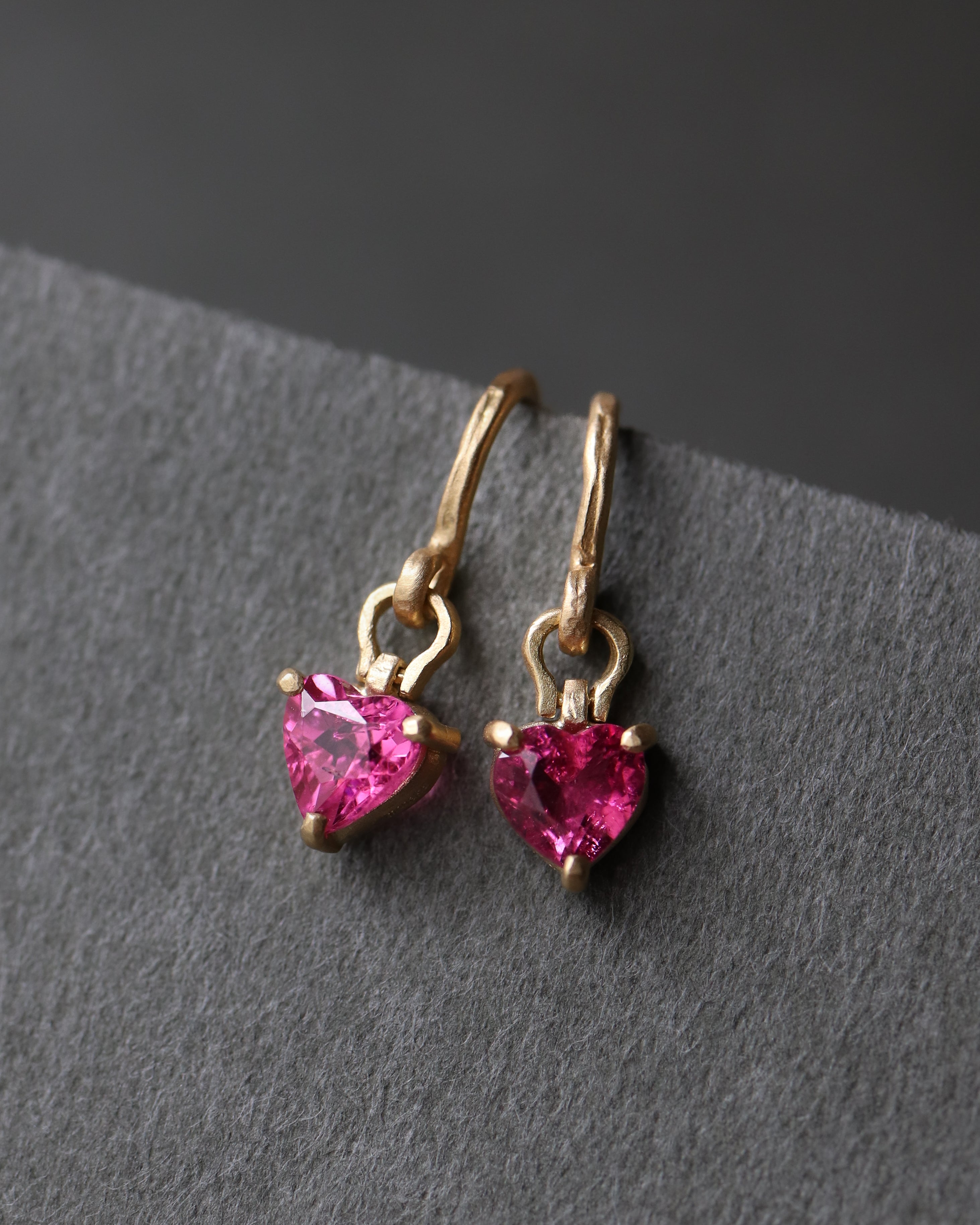 HorseShoe Prong Pierced Earring - Pink Tourmaline -