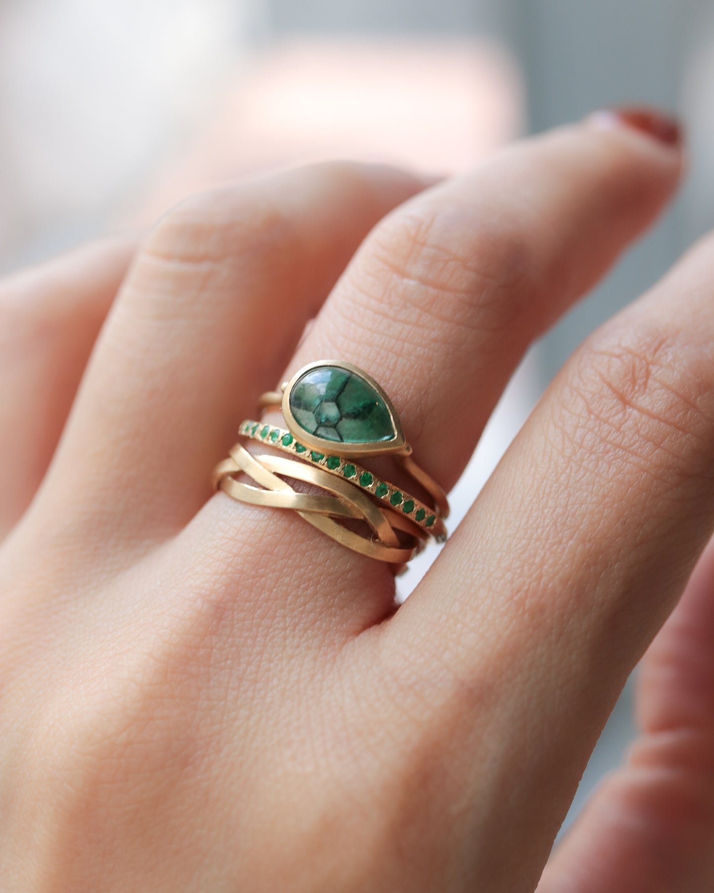 Collet Ring - Trapiche Emerald -