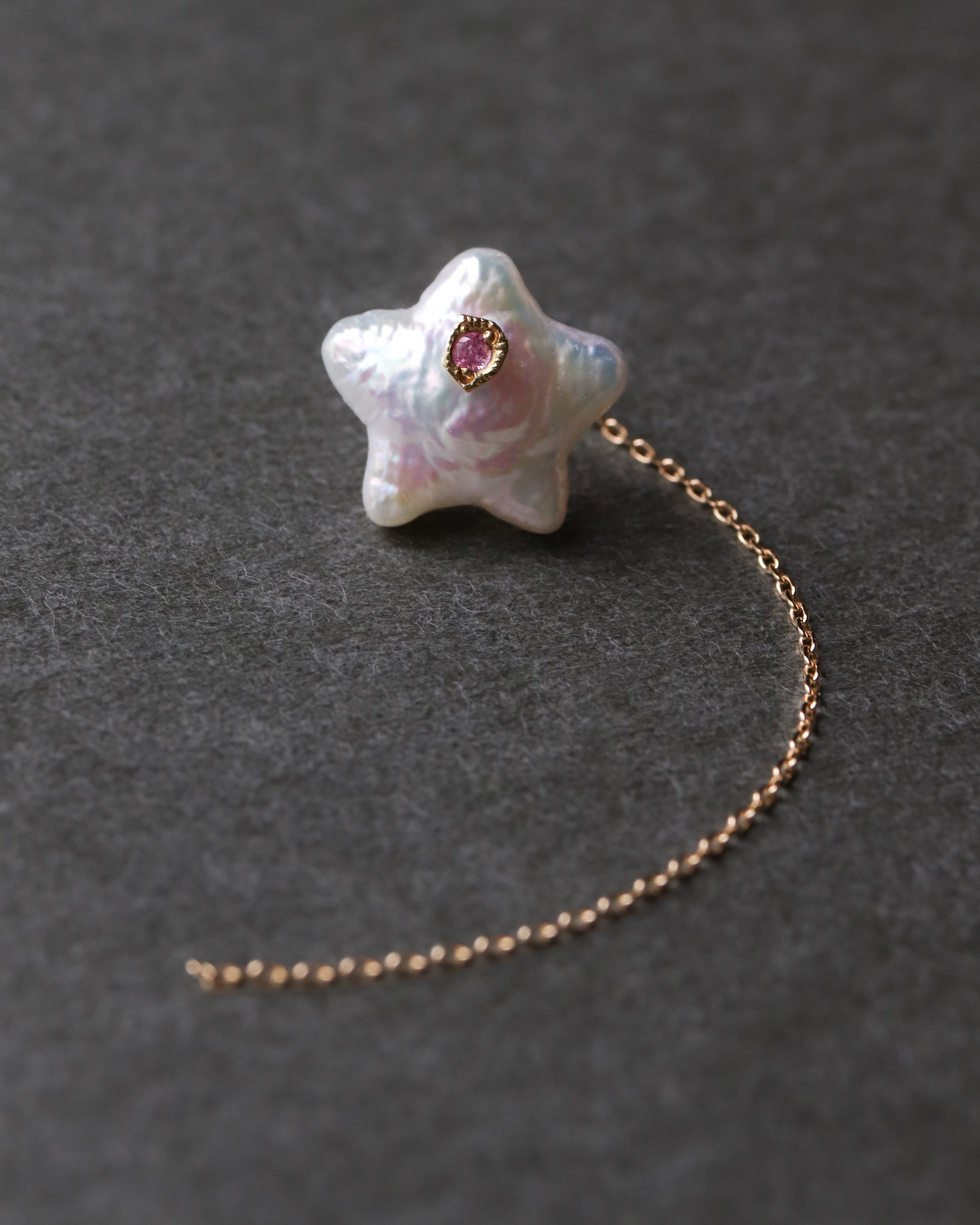 Flat Pierced Earring - Pearl - D