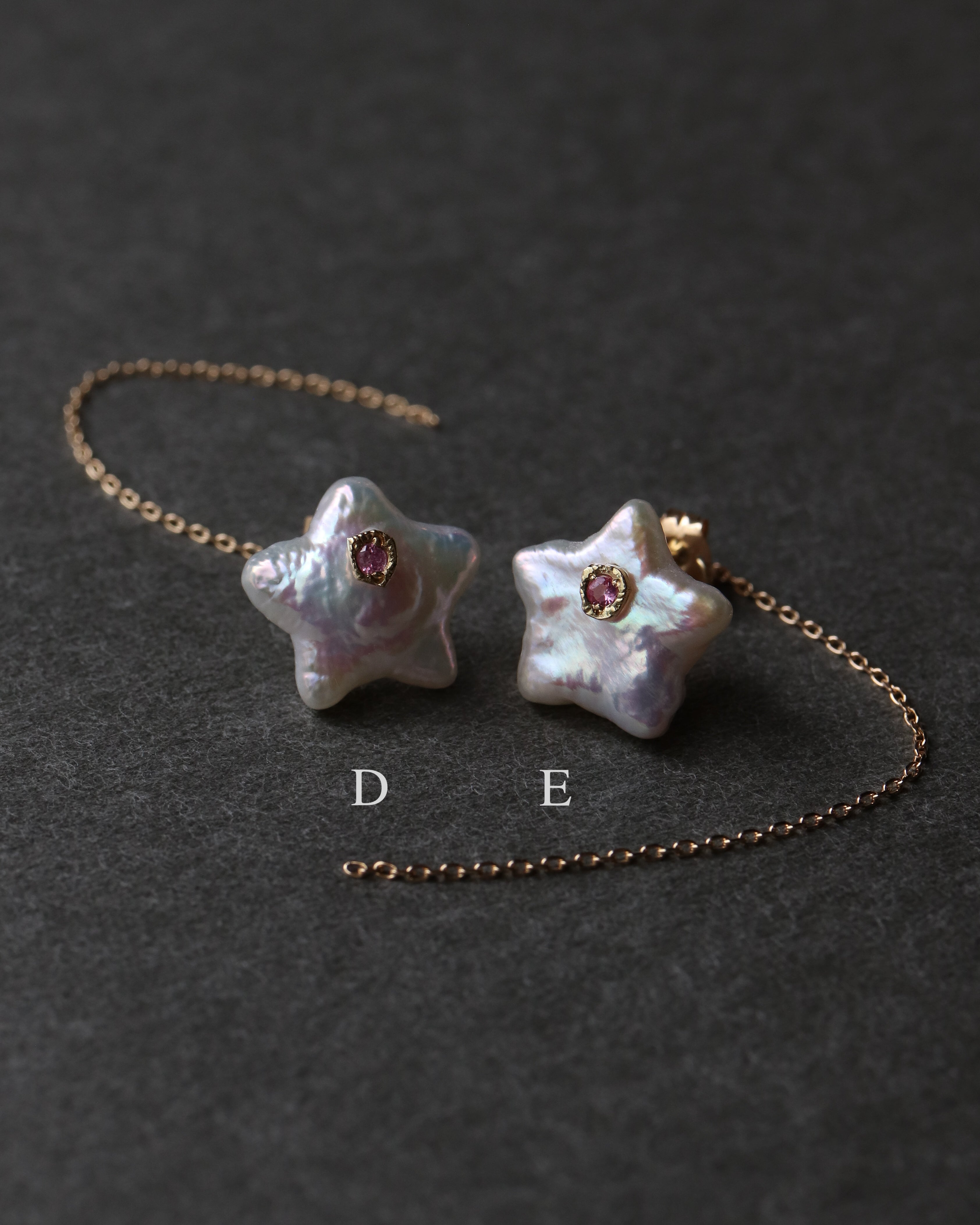 Flat Pierced Earring - Pearl - E