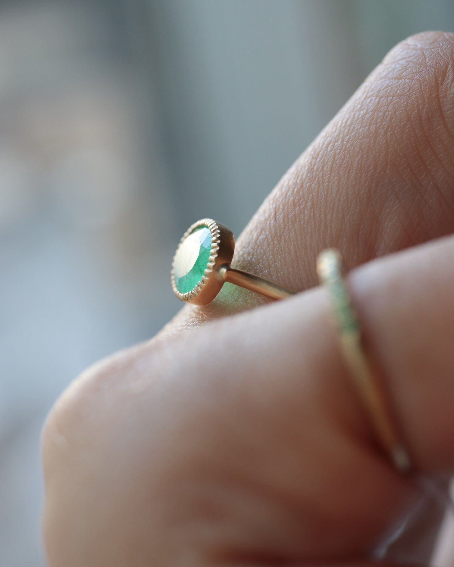 Milgrain Ring - Emerald -