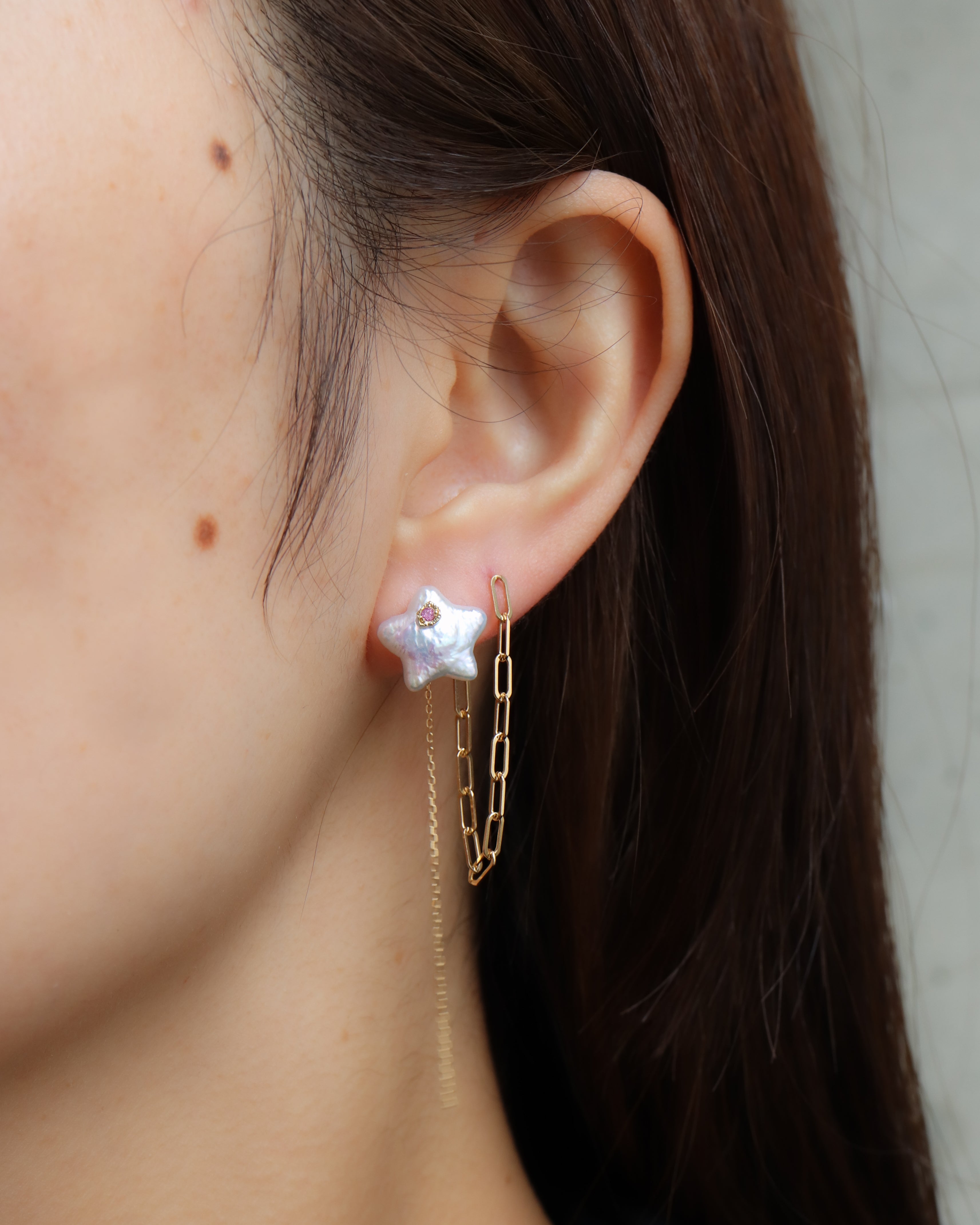 Flat Pierced Earring - Pearl -D